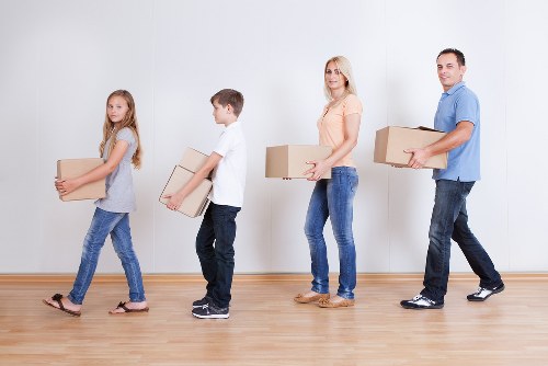 Boxes and household items prepared for transport by van